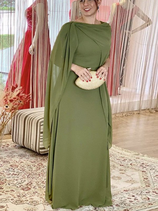 Wholesale Sheath/Column Chiffon Ruched Scoop Sleeveless Floor-Length Mother of the Bride Dresses
